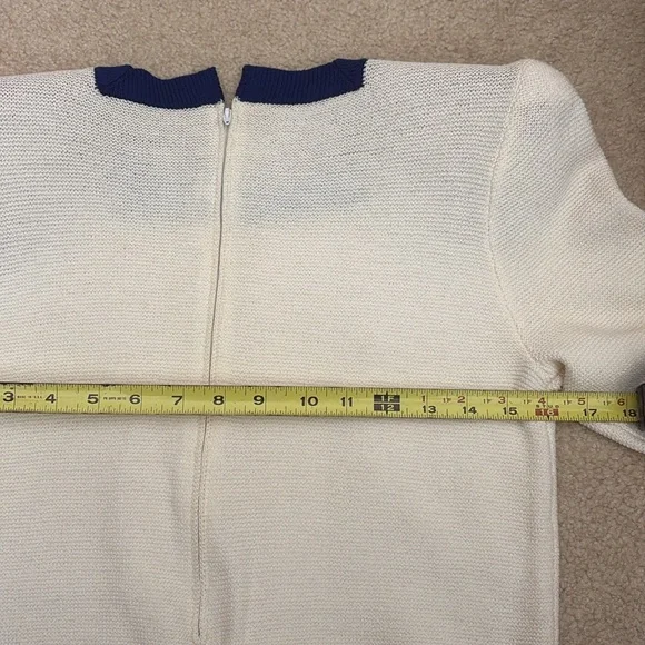 St John Cream and Navy Knit Top with Zipper Detail - Picture 6 of 7